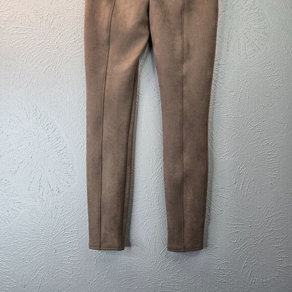 Spanx Legging Pants S Brown Faux Suede Preppy Equestrian Minimalist Pull On - Picture 11 of 14